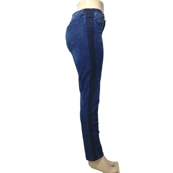 Cabi Straight Blue Jeans 3750 Tuxedo Side Stripe Distressed Women's Size… - Picture 3 of 13
